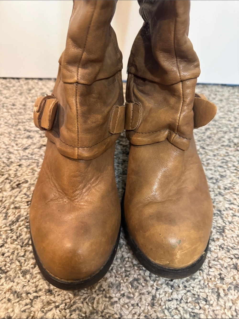 Miz Mooz Soren Tall Camel Buckle Leather Boots 9 - Picture 2 of 11